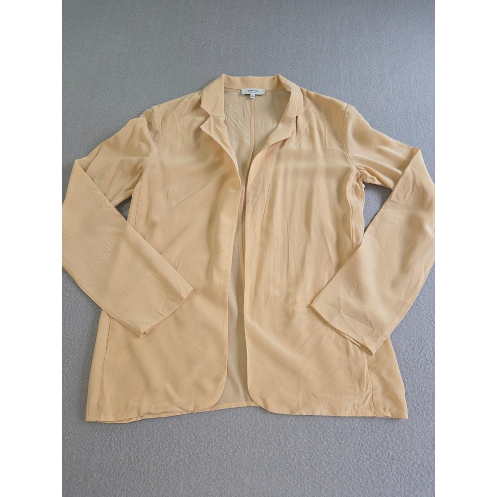 Babaton Silk Blazer Womens 0 Peach Tan Open Front Notched Lapel 51538